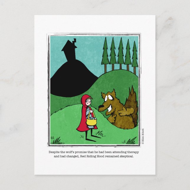 SKEPTISK tecknad av Ellen Elliott Vykort (Framsida)