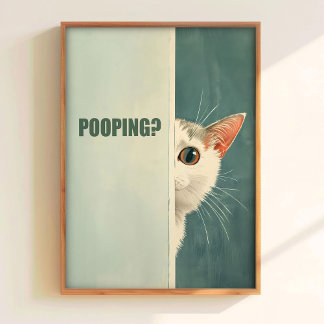 Sker Du Poster Utskrivbar Katt Badrum Konst