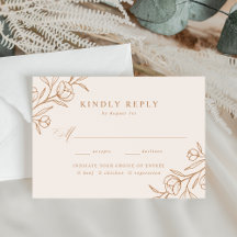 Sketad Blommigt Copper Meal Choice Bröllop