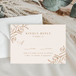 Sketad Blommigt Copper Meal Choice Bröllop OSA Kort