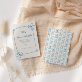 Sketad cute Vågigt Bow Ram Baby Show Biljett Card Inbjudningar