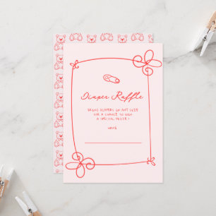 Sketad cute Vågigt Bow Ram Baby Shower Biljett Inbjudningar