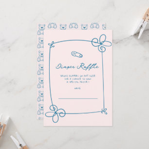Sketad cute Vågigt Bow Ram Baby Shower Biljett Inbjudningar