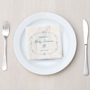 Sketad cute Vågigt Bow Ram Baby Shower Pappersservett
