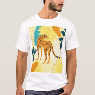 Sketahfärgade tropiska löv tapet kasta t shirt