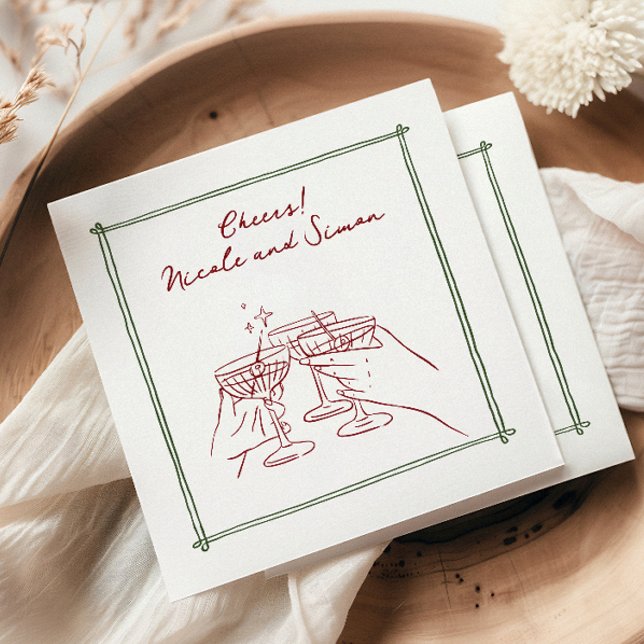 Sketat ram Whimsiskt champagneglas bröllop Pappersservett (Skapare uppladdad)