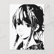 Sketch Anime Manga Girl Porträtt