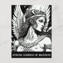 Sketch Art Athena Goddess gudinna i vykort för kri