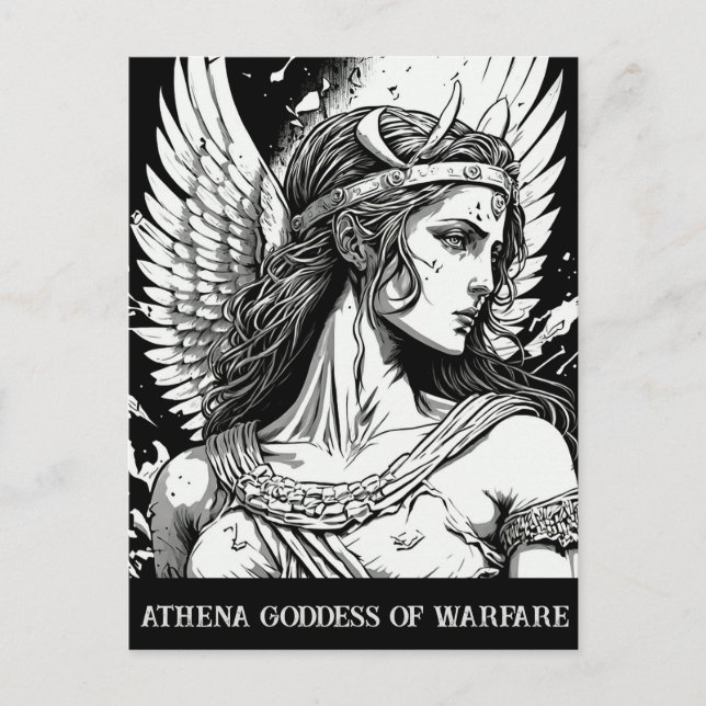 Sketch Art Athena Goddess gudinna i vykort för kri (Framsida)
