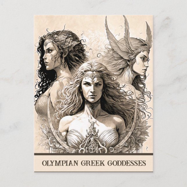 Sketch Art Olympian Grekiska Goddesses Postcard Vykort (Framsida)