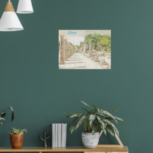 Sketch av det antika Olympia Ruins Poster - Grekla
