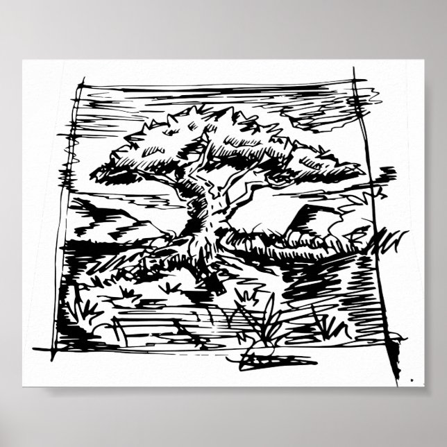 Sketch bläck Träd. Poster (Framsidan)