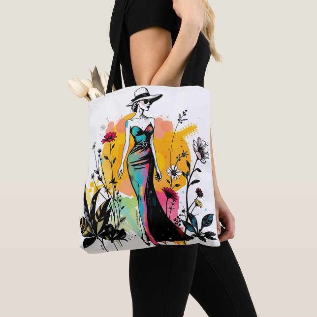 Sketch & Bloom Reversible Double faced ✏️🌸 Tygkasse (Närbild)