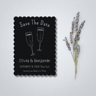 Sketch Champagne Toast Bröllop spara datum Inbjudningar
