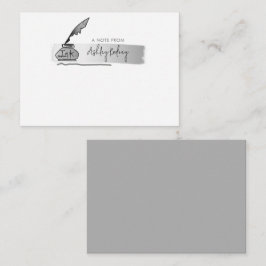 Sketch Faux Silver Quill Pen Script Anteckningskort