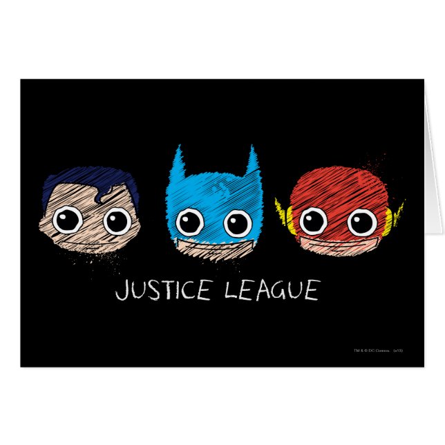 Sketch för Mini Justice League Hälsningskort (Framsidan Horizontal)