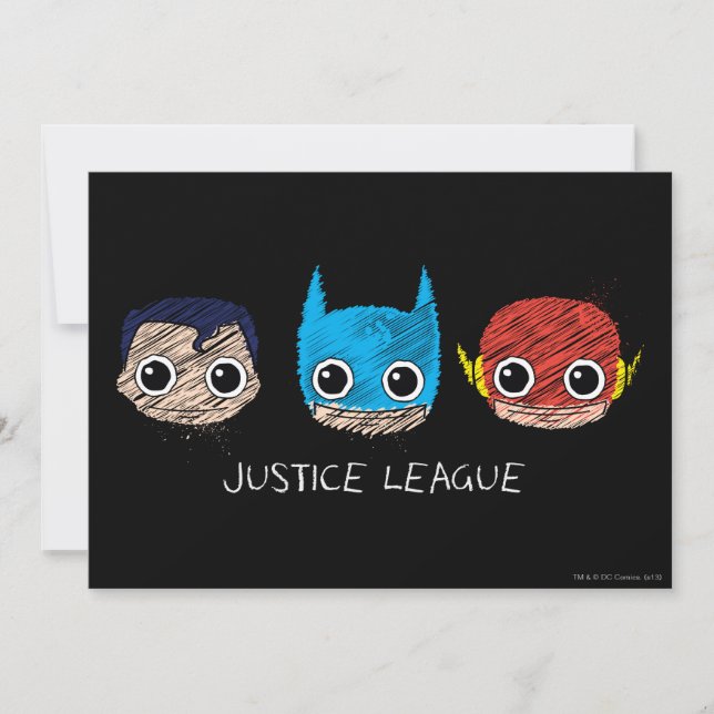 Sketch för Mini Justice League Inbjudningar (Framsida)