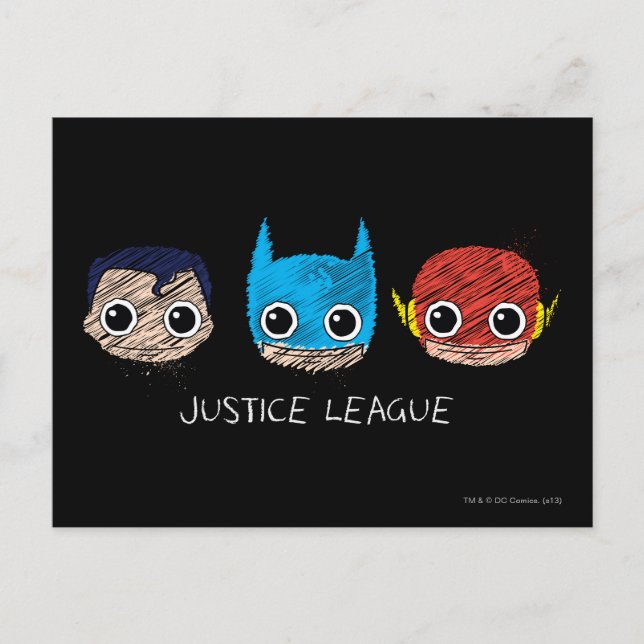Sketch för Mini Justice League Vykort (Framsida)