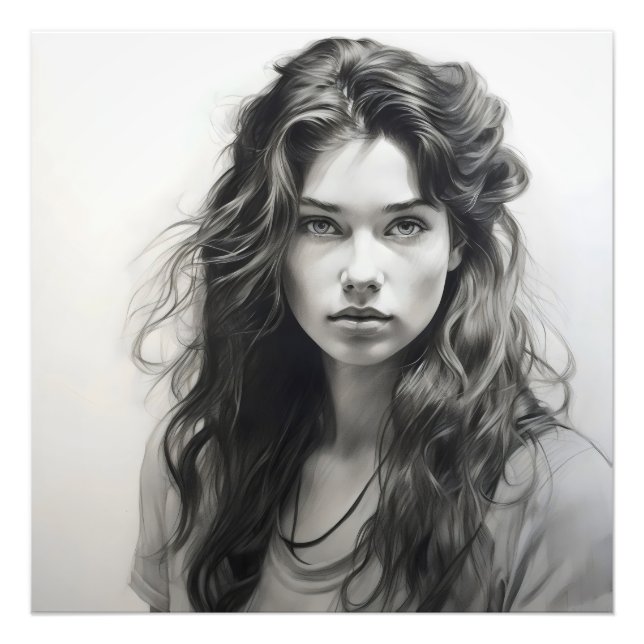 Sketch Girl Fototryck (Framsidan)