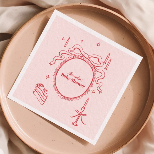 Sketch Hand plockade Bow Baby Shower Pappersservett (Skapare uppladdad)