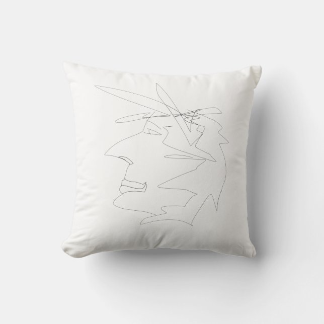 Sketch Head Konstig Cushion Ansikte Cushion Kudde (Framsida)