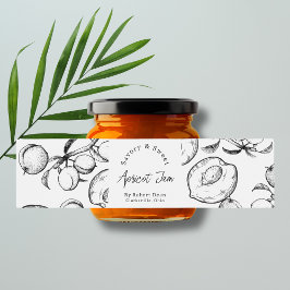 Sketch Homemade Apricot Sylt-omslutningsetikett Vattenflaskor Etikett