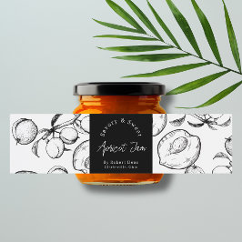 Sketch Homemade Apricot Sylt-omslutningsetikett Vattenflaskor Etikett