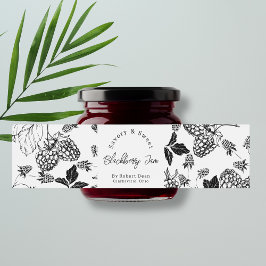 Sketch Homemade Blackberry Sylt-omslutningsetikett Vattenflaskor Etikett