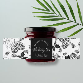 Sketch Homemade Blackberry Sylt-omslutningsetikett Vattenflaskor Etikett