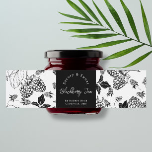 Sketch Homemade Blackberry Sylt-omslutningsetikett Vattenflaskor Etikett