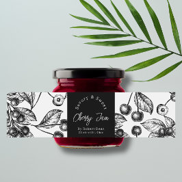 Sketch Homemade Cherry Sylt-omslutningsetikett Vattenflaskor Etikett