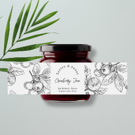 Sketch Homemade Cranberry Sylt-omslutningsetikett Vattenflaskor Etikett