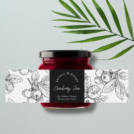 Sketch Homemade Cranberry Sylt-omslutningsetikett Vattenflaskor Etikett
