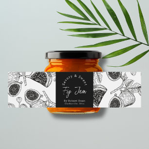 Sketch Homemade Fig Sylt-omslutningsetikett Vattenflaskor Etikett