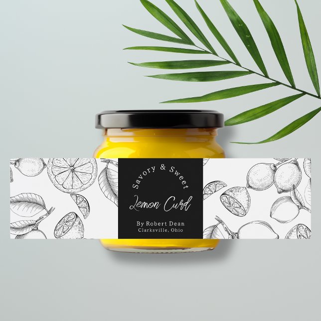 Sketch Homemade Lemon Curd Wrap Label Vattenflaskor Etikett (Skapare uppladdad)