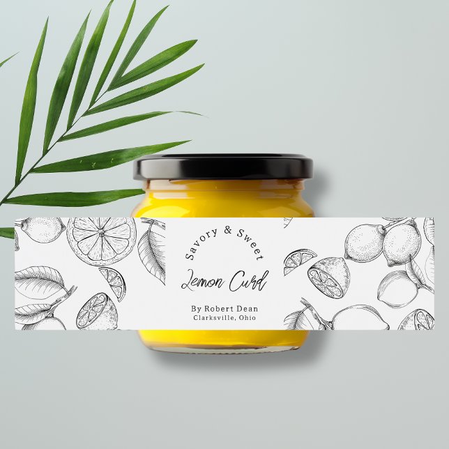 Sketch Homemade Lemon Curd Wrap Label Vattenflaskor Etikett (Skapare uppladdad)