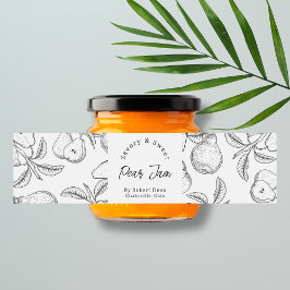 Sketch Homemade Pear Sylt-omslutningsetikett Vattenflaskor Etikett