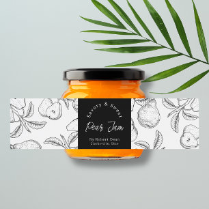 Sketch Homemade Pear Sylt-omslutningsetikett Vattenflaskor Etikett