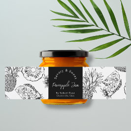 Sketch Homemade Pineapple Sylt-omslutningsetikett Vattenflaskor Etikett