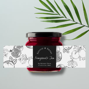 Sketch Homemade Pomegranate Sylt-omslutningsetiket Vattenflaskor Etikett