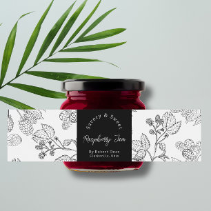 Sketch Homemade Raspberry Sylt-omslutningsetikett Vattenflaskor Etikett