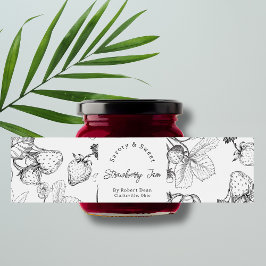 Sketch Homemade Strawberry Sylt-omslutningsetikett Vattenflaskor Etikett