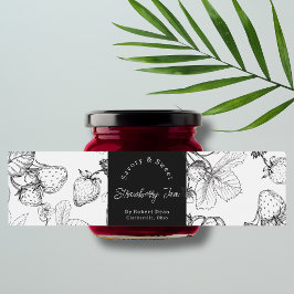 Sketch Homemade Strawberry Sylt-omslutningsetikett Vattenflaskor Etikett