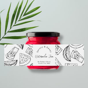 Sketch Homemade Watermelon Sylt-omslutningsetikett Vattenflaskor Etikett