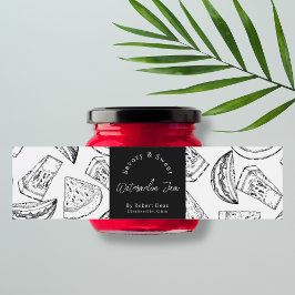 Sketch Homemade Watermelon Sylt-omslutningsetikett Vattenflaskor Etikett