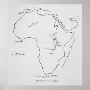Sketch Karta i Afrika Poster