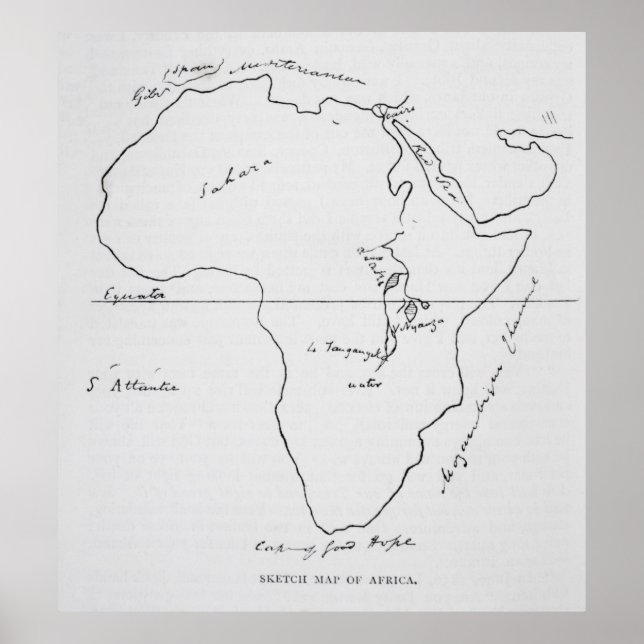 Sketch Karta i Afrika Poster (Framsidan)