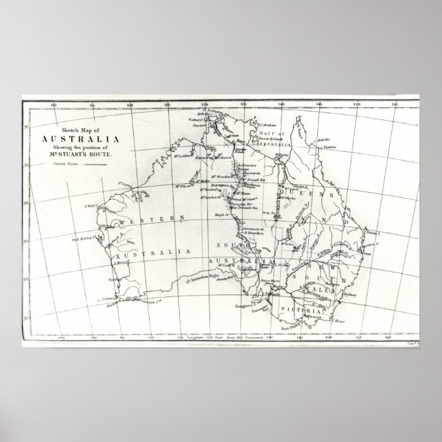 Sketch karta i Australien Poster (Framsidan)