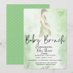 Sketch Mamma Grönt Baby Brunch Baby Shower Inbjudningar