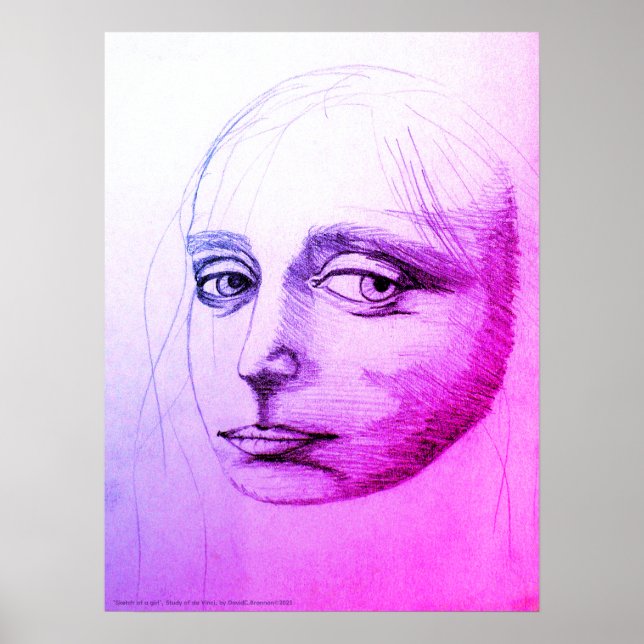 "Sketch of a girl", a study of da Vinci, D.C.B. Poster (Framsidan)
